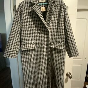 F&F Black and White Houndstooth Trench Coat